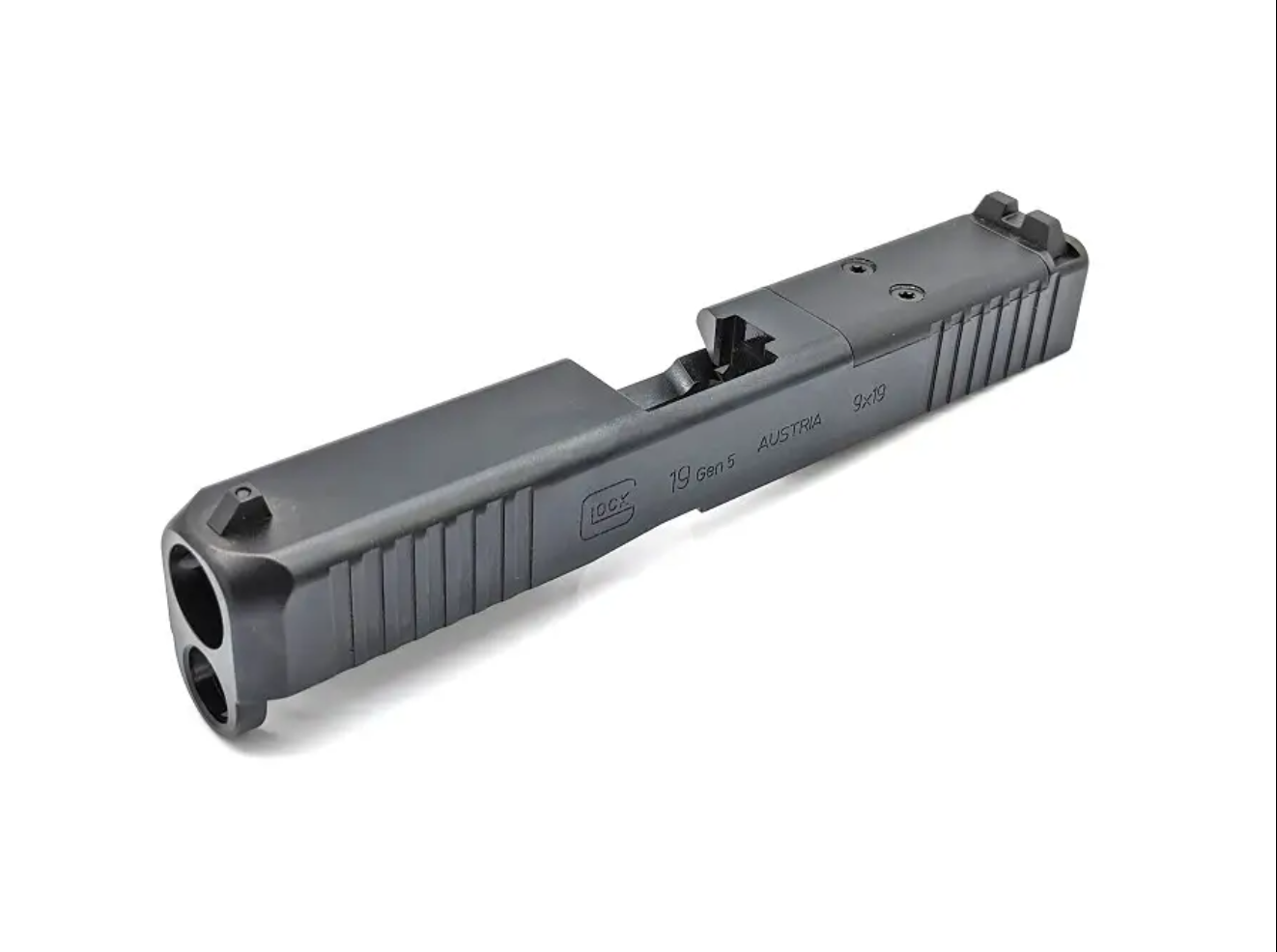 Stripped Glock 19 Gen 5 MOS slide with MOS plate